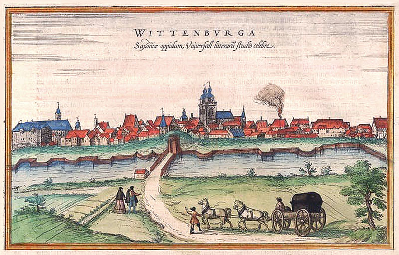 Gezicht op Wittenberg 1588 Braun en Hogenberg